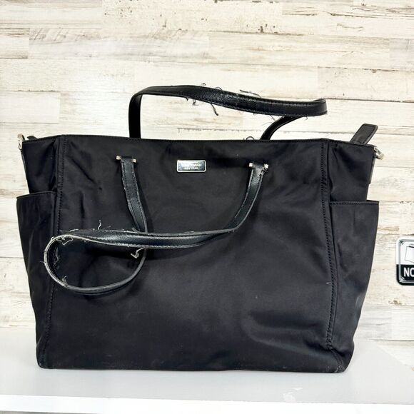 KATE SPADE Canvas Black Side Pocket Diaper Bag Multi Pocket Medium - Picture 1 of 11